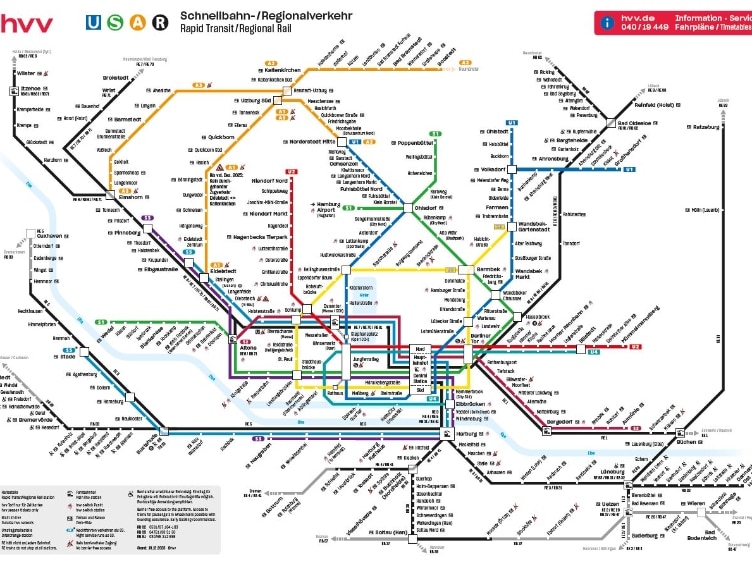 Liniennetzplan Des Hvv Und Der S-Bahn Hamburg